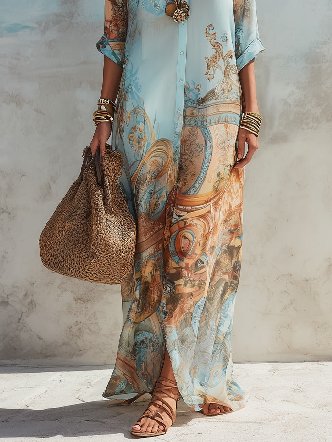 CHARLENE | Button-down maxi dress with a floral print