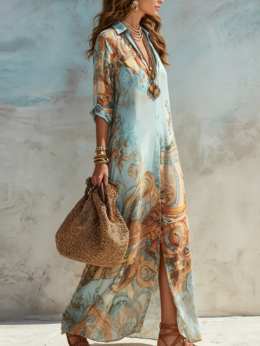CHARLENE | Button-down maxi dress with a floral print