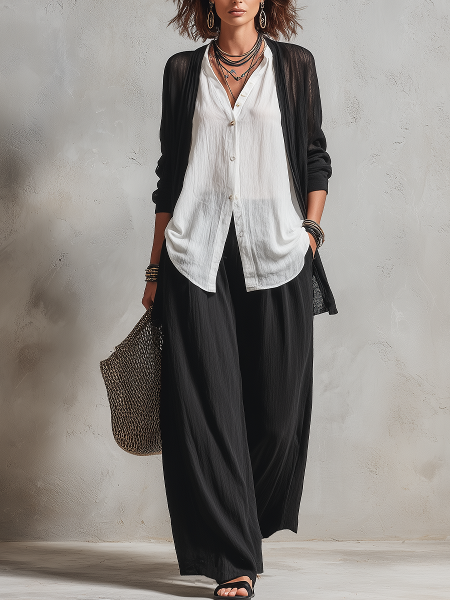 CAROLYN | Three piece with a flowing cardigan