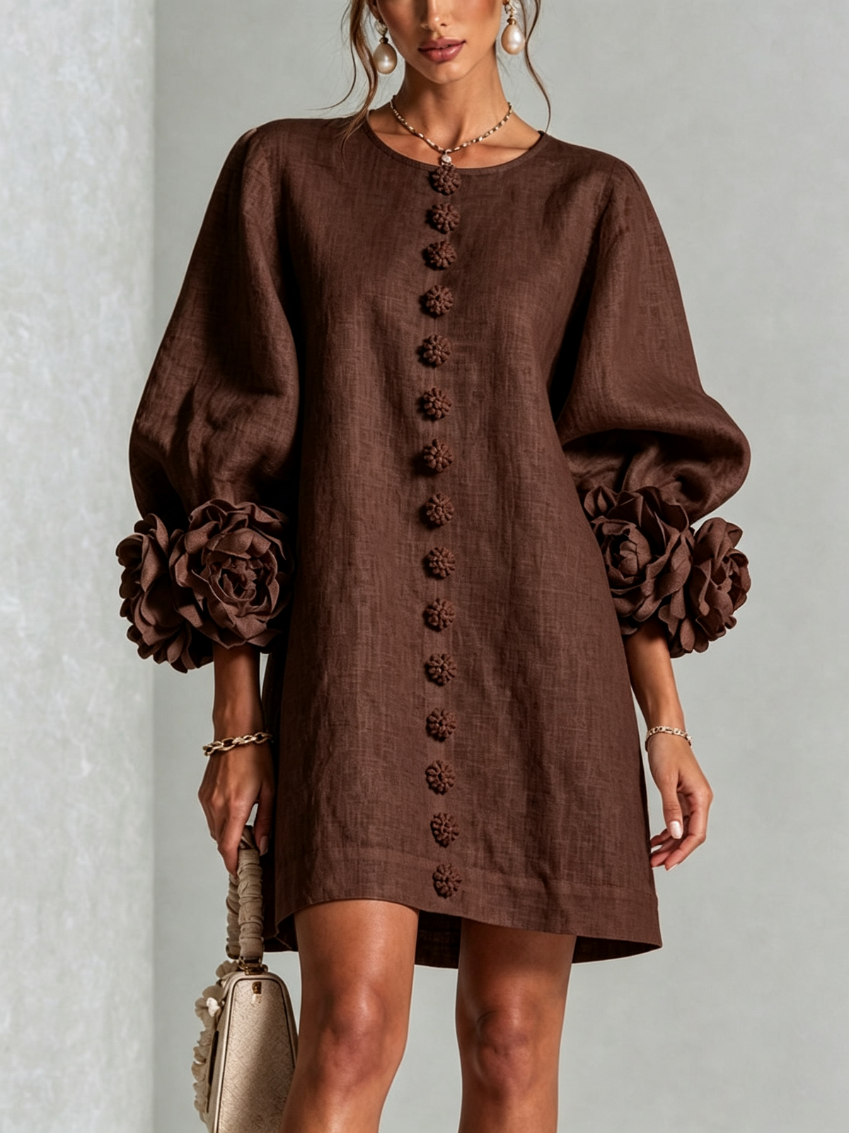 KATHLEEN | Floral mini dress with knotted cuffs