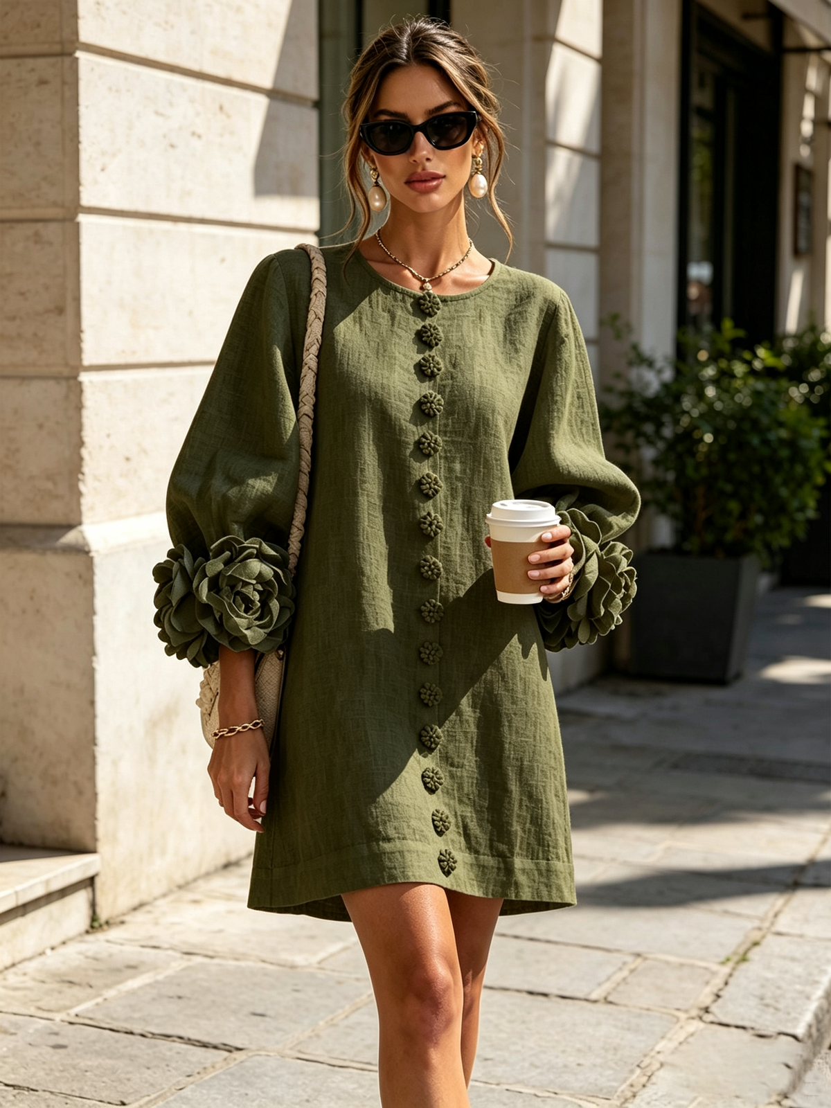 KATHLEEN | Floral mini dress with knotted cuffs