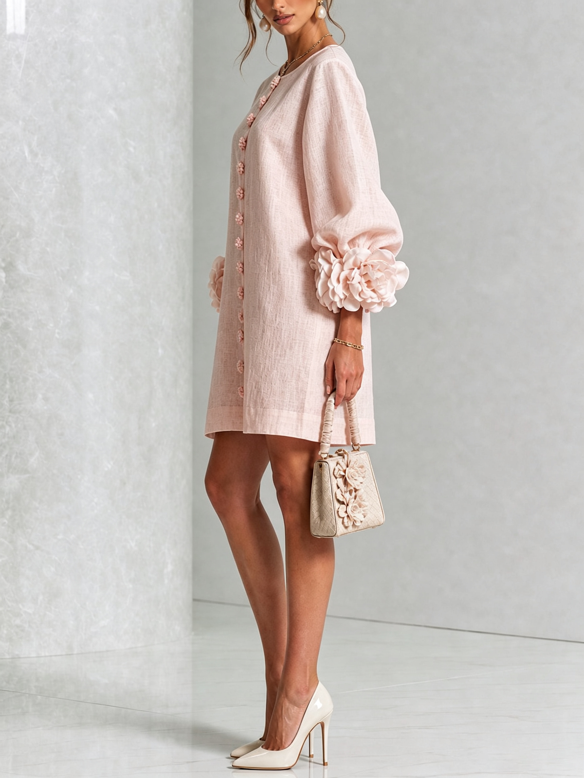 KATHLEEN | Floral mini dress with knotted cuffs