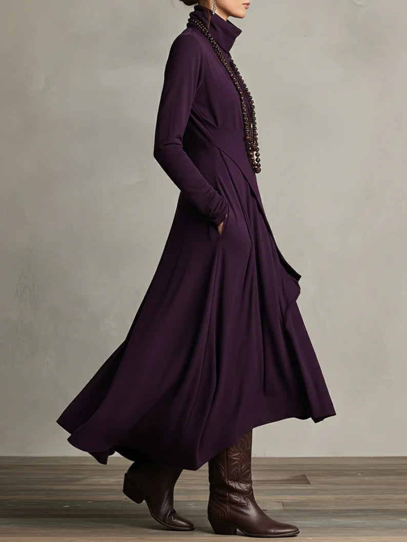 LORETTA | Draped turtleneck maxi dress