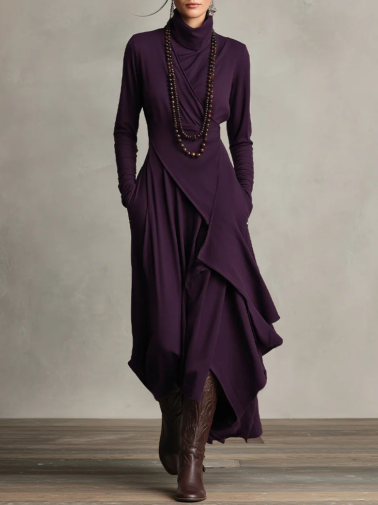 LORETTA | Draped turtleneck maxi dress