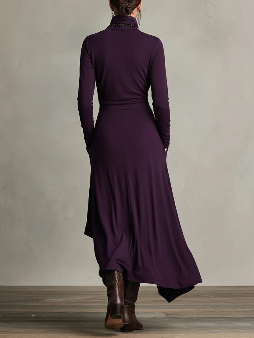 LORETTA | Draped turtleneck maxi dress