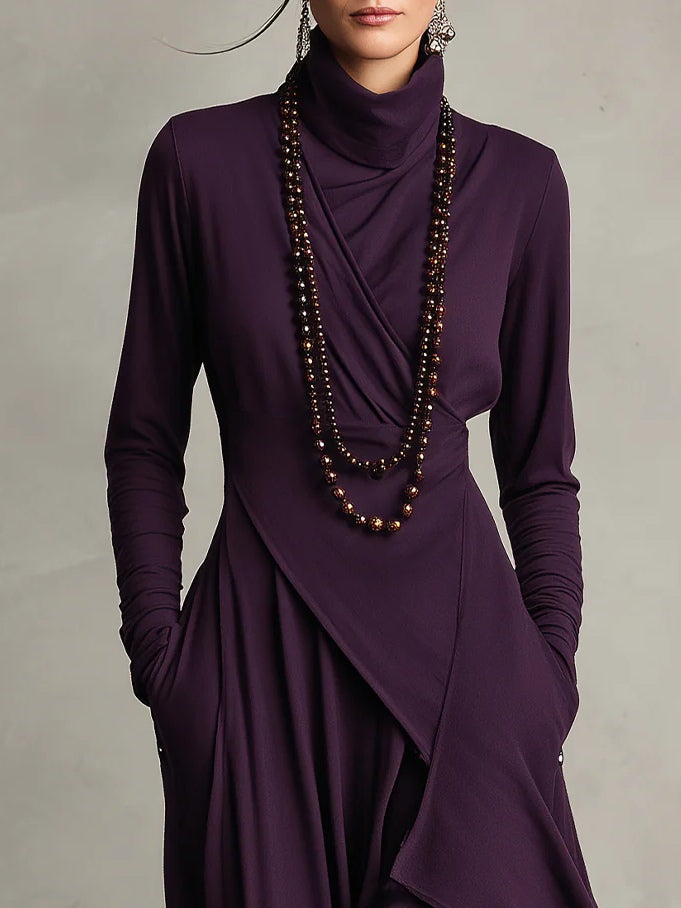 LORETTA | Draped turtleneck maxi dress
