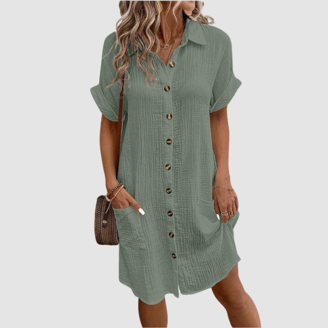 PATRICIA | Button-down dress with rolled sleeves