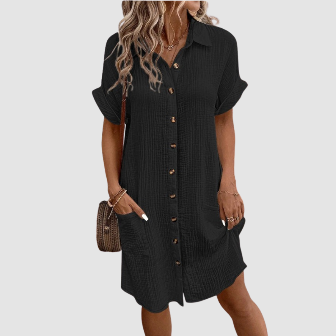 PATRICIA | Button-down dress with rolled sleeves