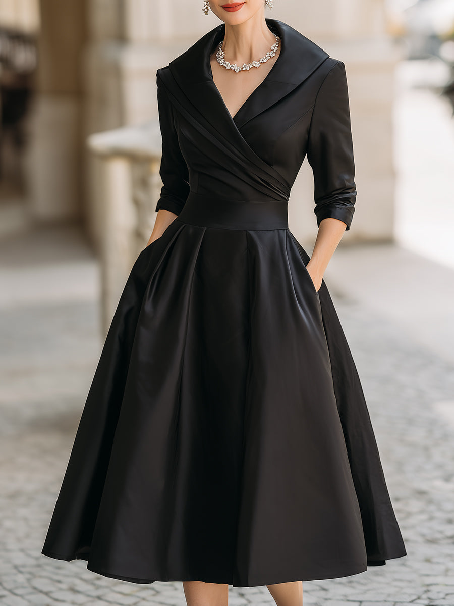 FRANCES | Three-quarter sleeve dress with a wrapped bodice