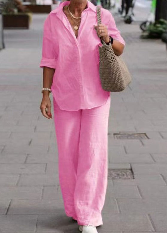 COLLEEN | Button-up top with wide-leg trousers