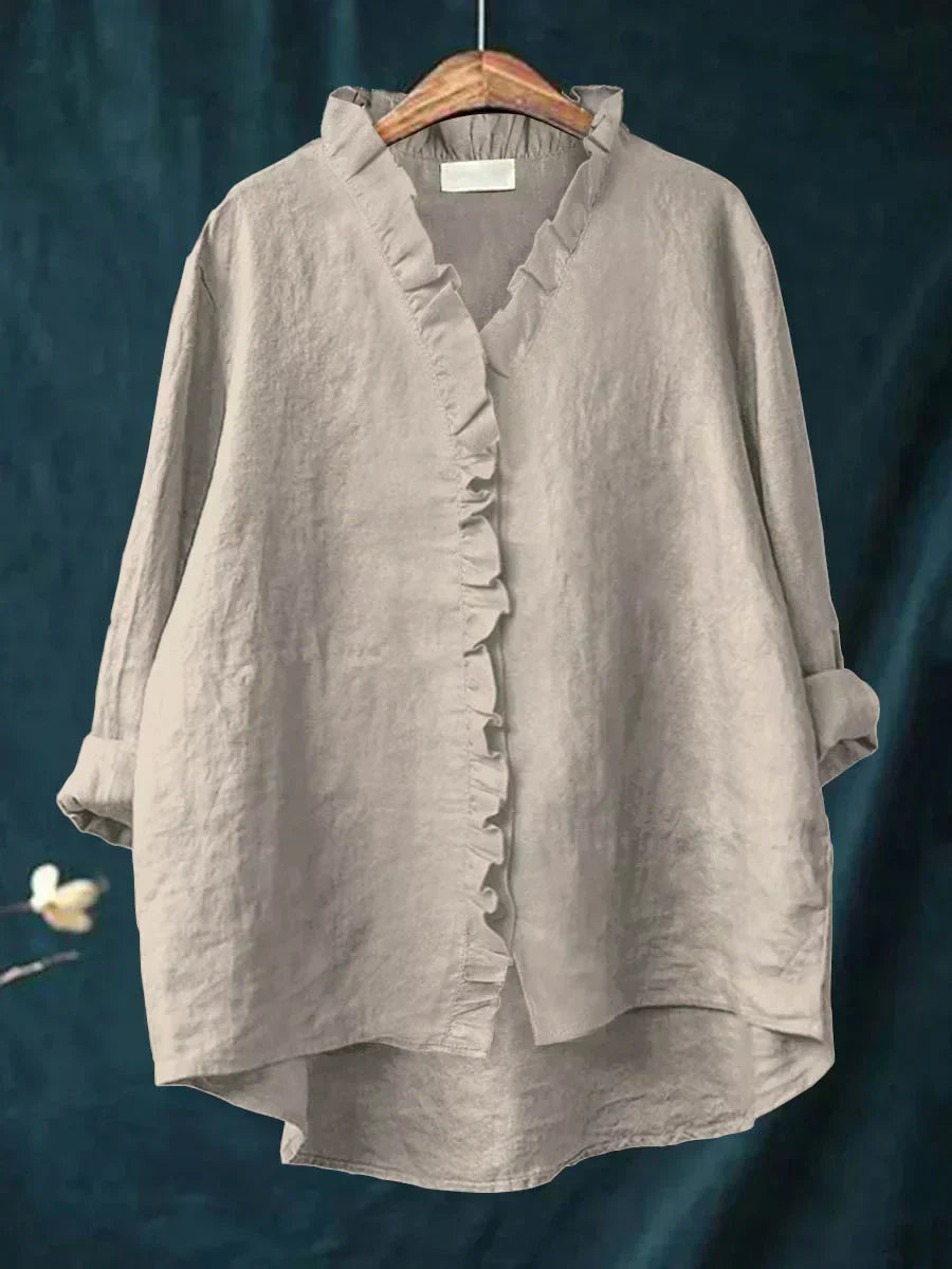 GENEVIEVE | Ruffle V-neck blouse