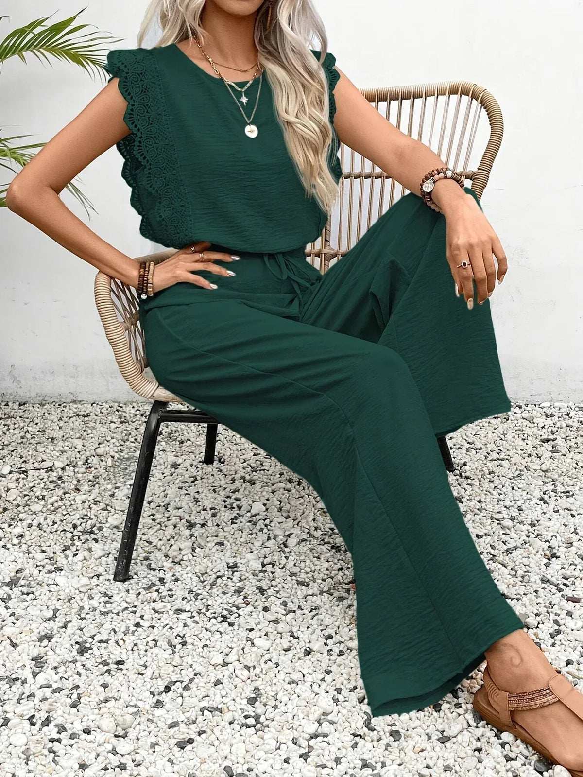 THERESA | Lace-trimmed sleeves and a high waist