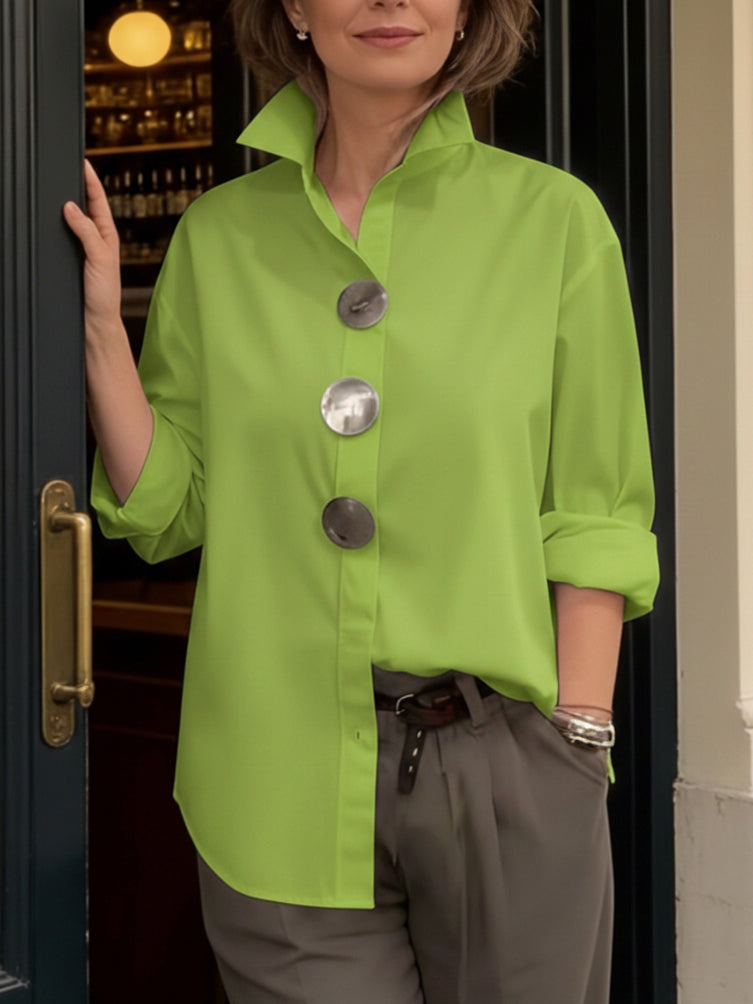 SANDRA | Stand collar button blouse