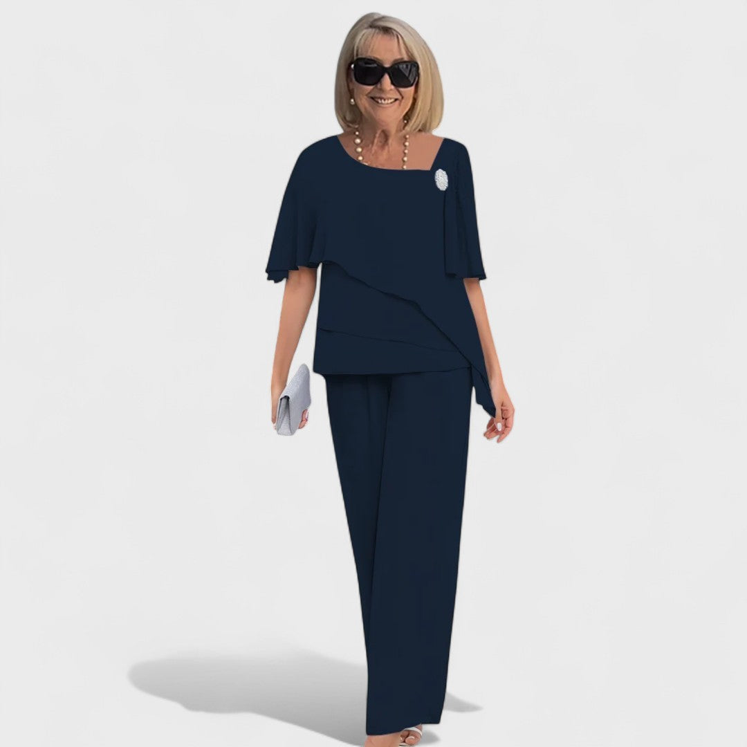 ADELINE | Layered top with wide-leg pants