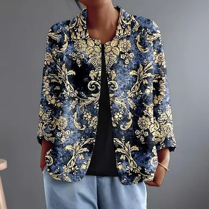 ARLENE | Gold scrollwork on indigo