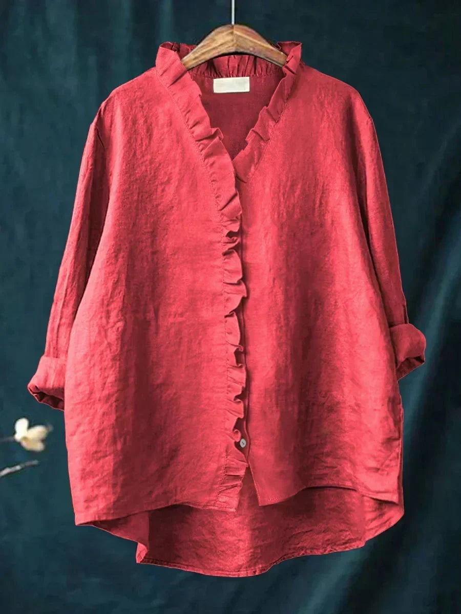 GENEVIEVE | Ruffle V-neck blouse