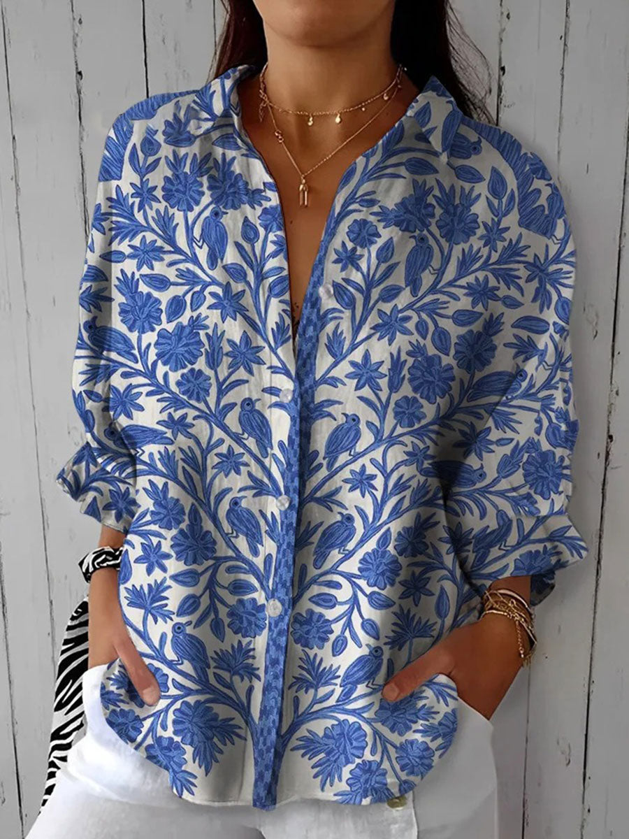 KATHLEEN | Blue garden print blouse