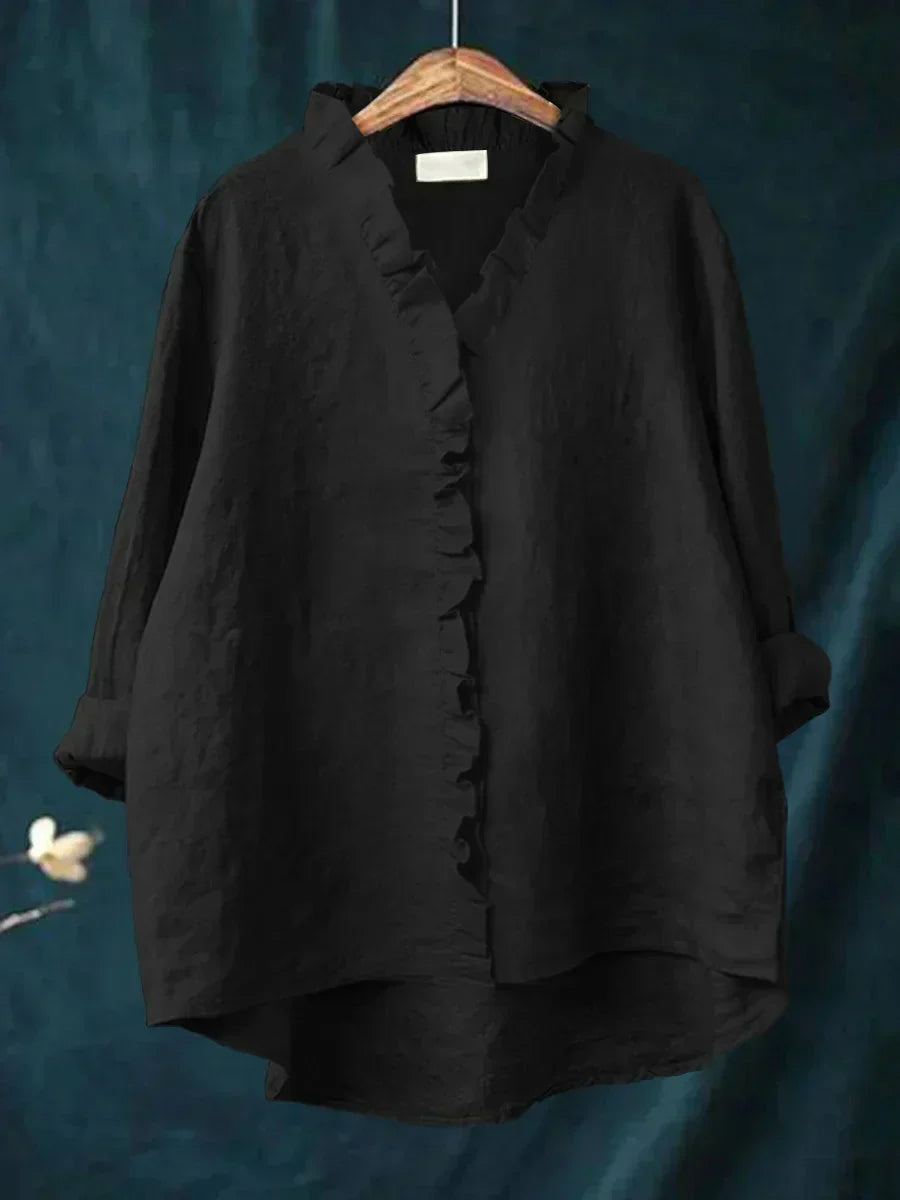 GENEVIEVE | Ruffle V-neck blouse