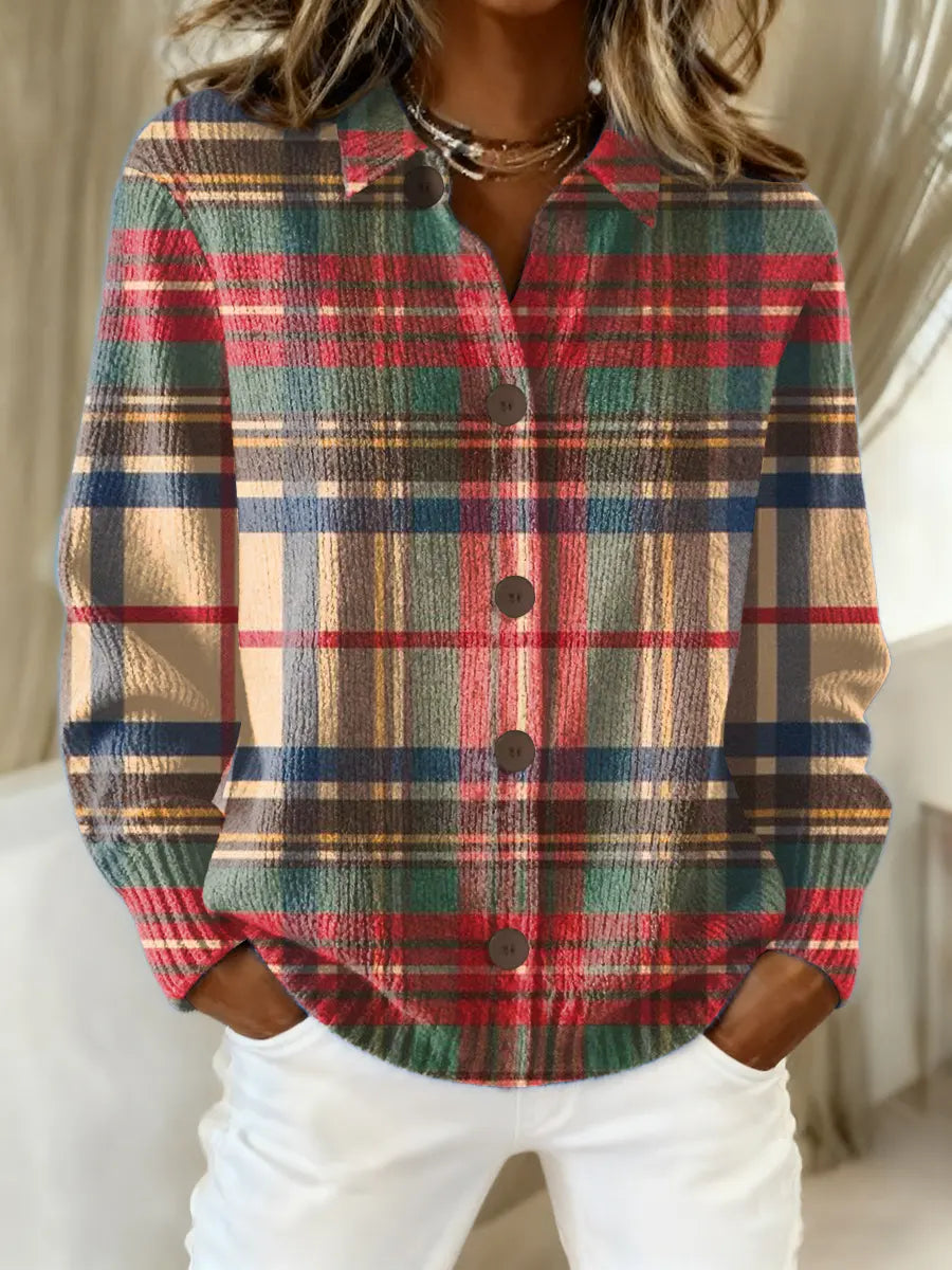 ROSEANNE | Classic plaid button-up blouse
