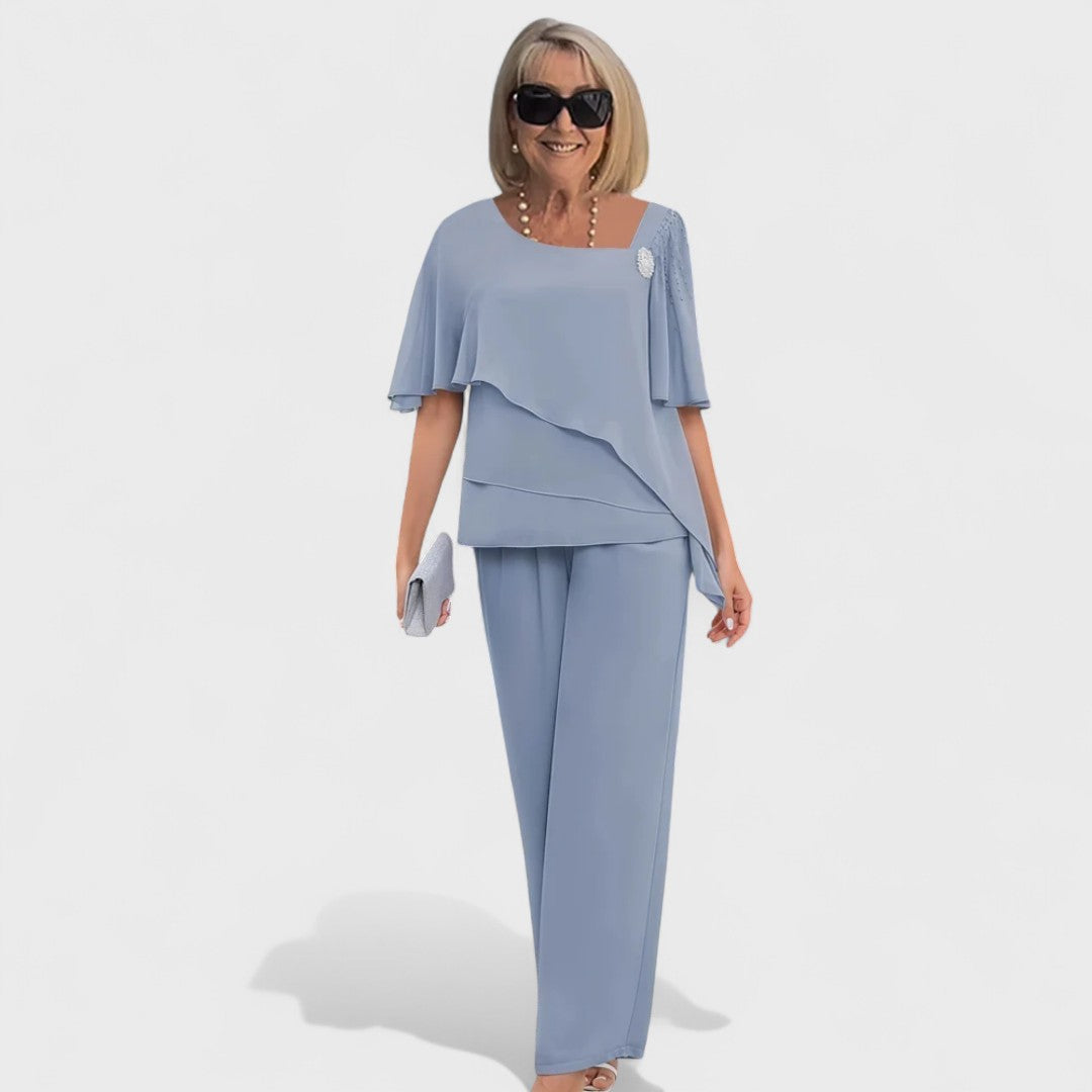 ADELINE | Layered top with wide-leg pants