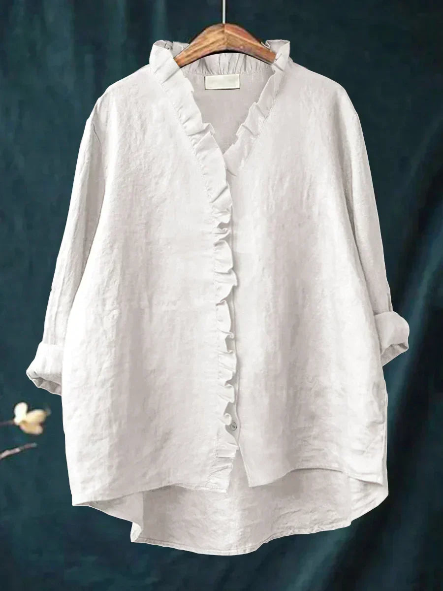 GENEVIEVE | Ruffle V-neck blouse