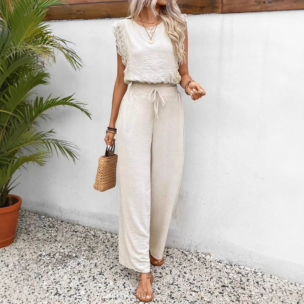 THERESA | Lace-trimmed sleeves and a high waist