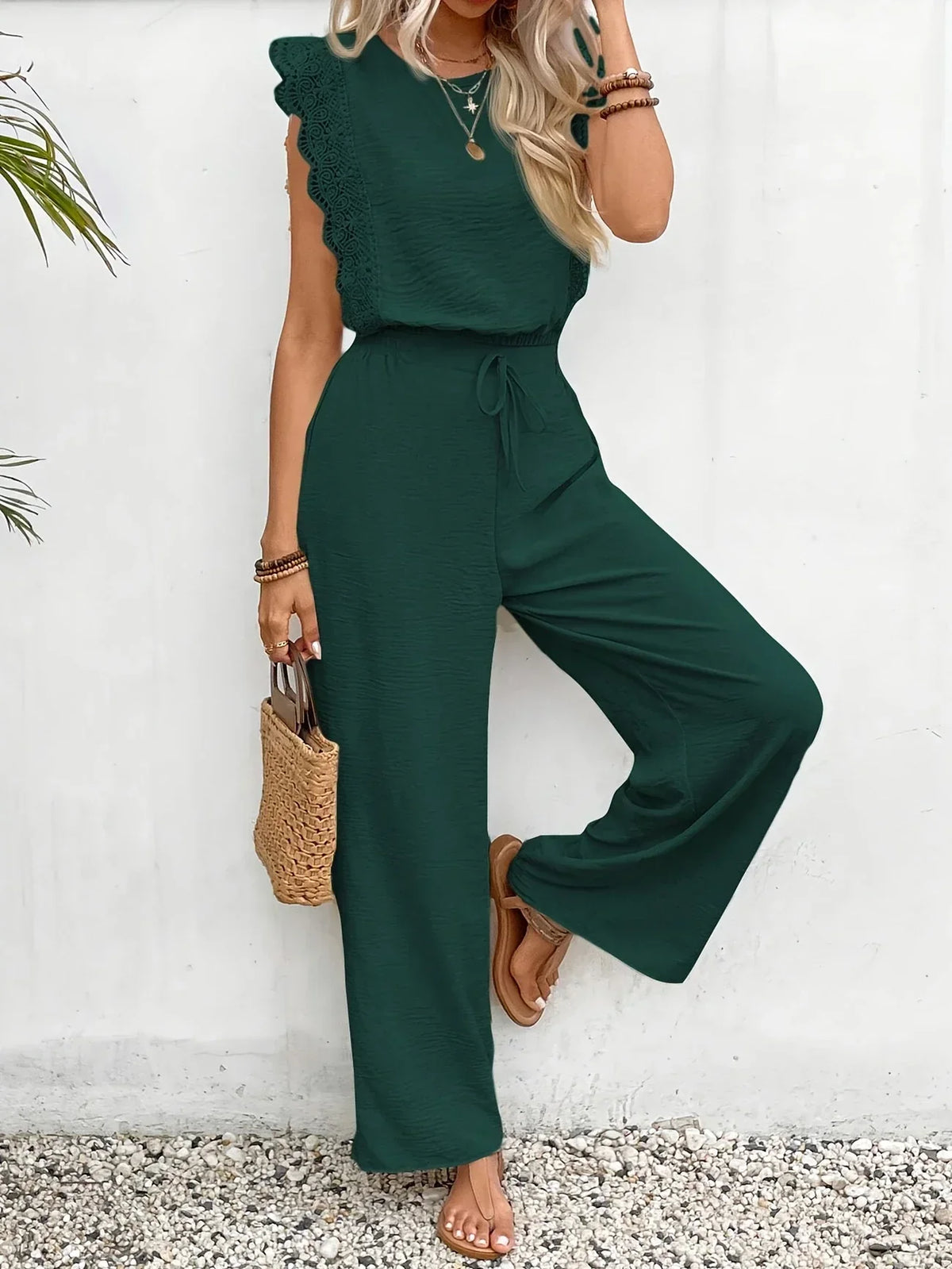 THERESA | Lace-trimmed sleeves and a high waist