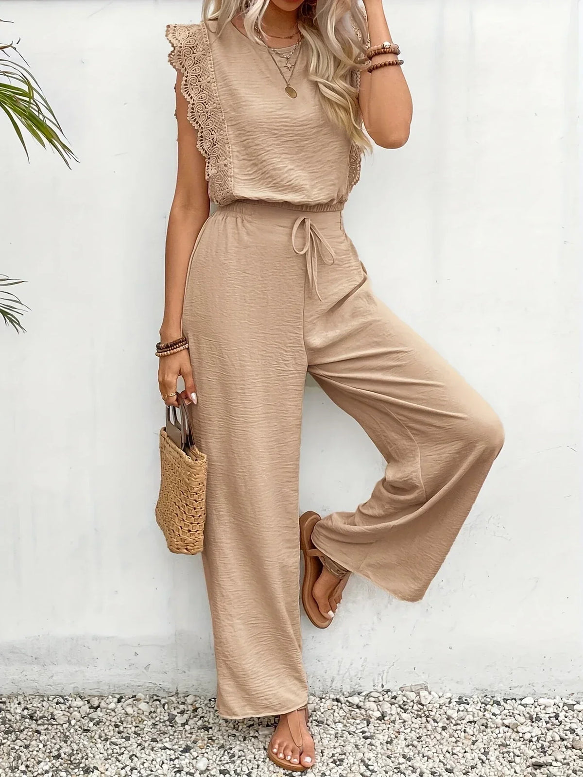 THERESA | Lace-trimmed sleeves and a high waist