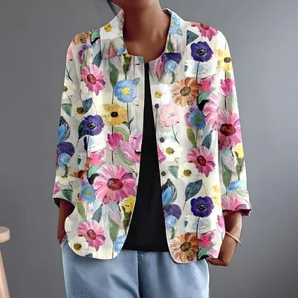 FRANCES | Painted daisy shirt with a point collar