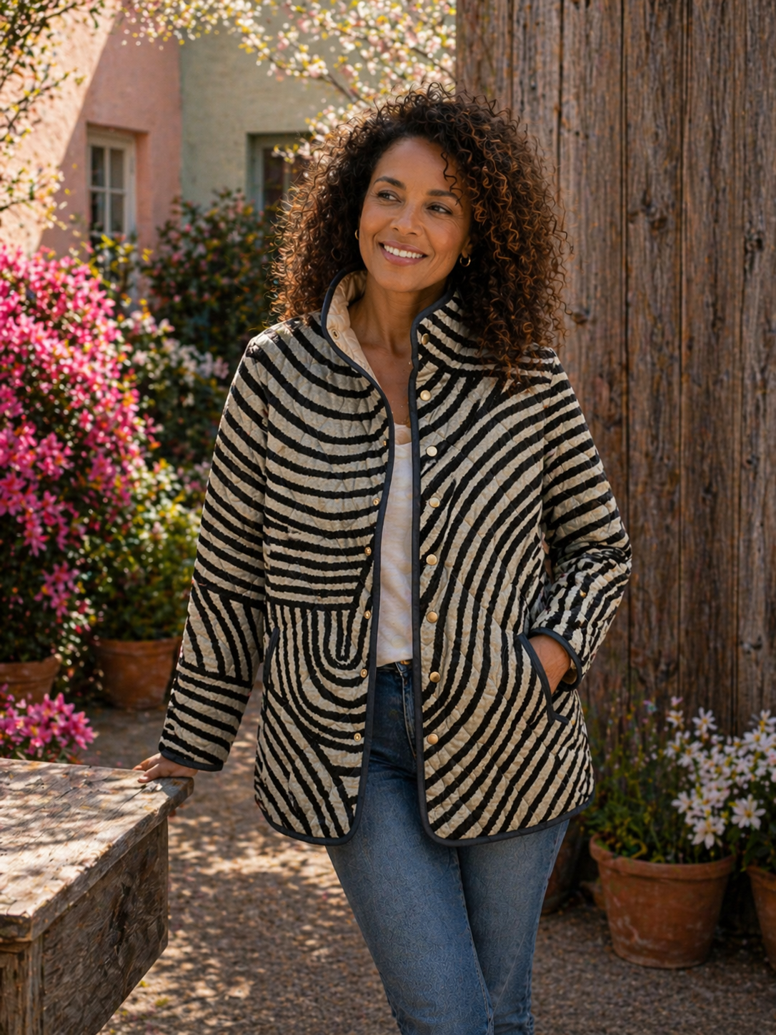 AGNES | Quilted jacket with a circle print
