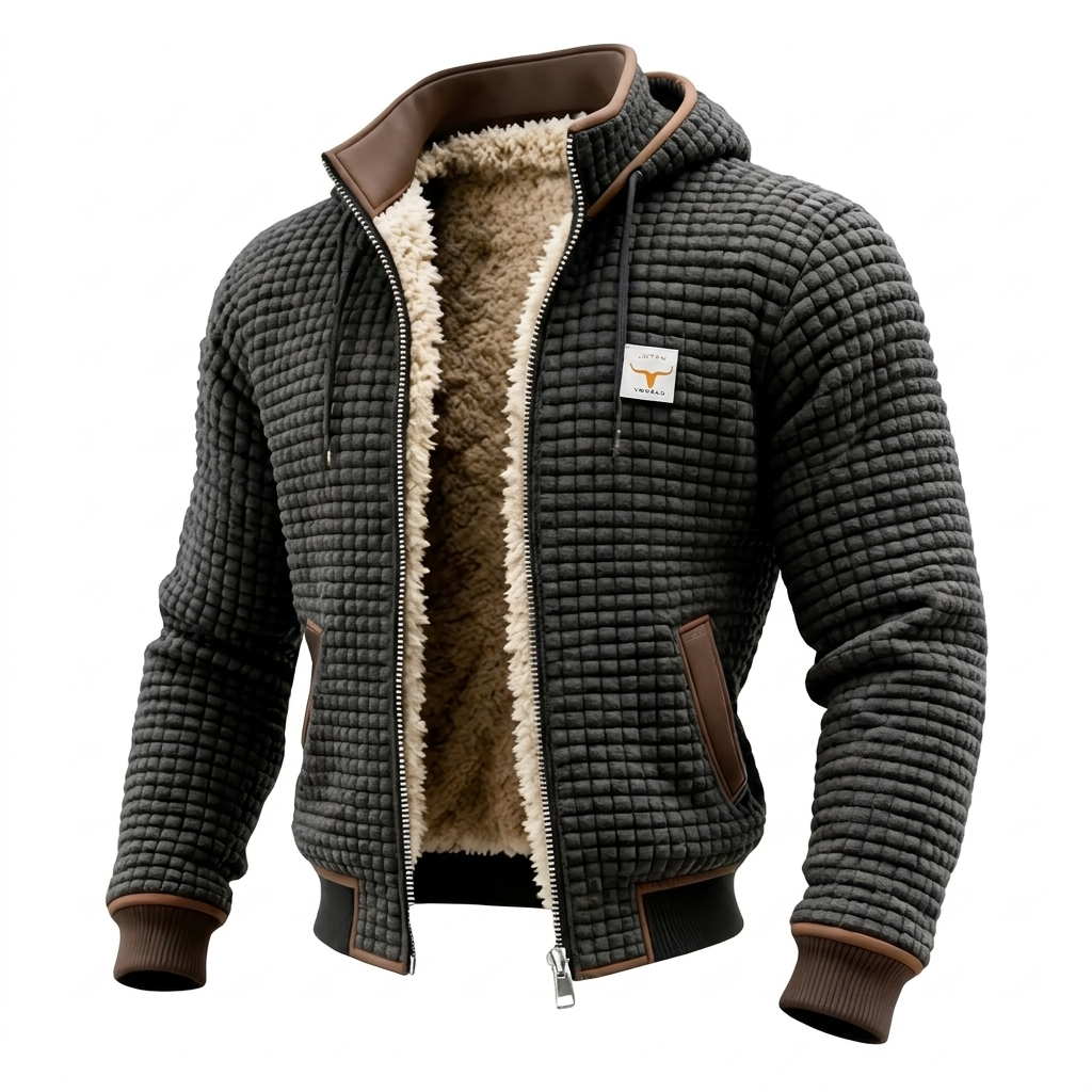 EAMON | Hooded waffle jacket with full zip