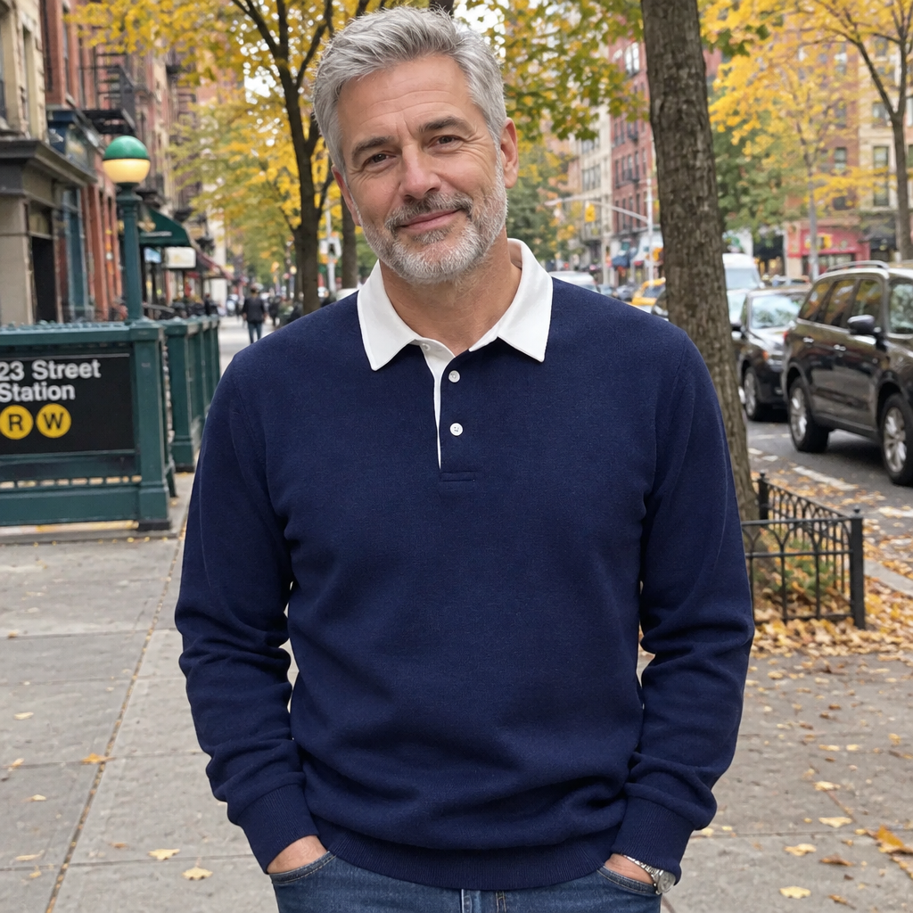 HORACE | Polo collar sweater with a button placket