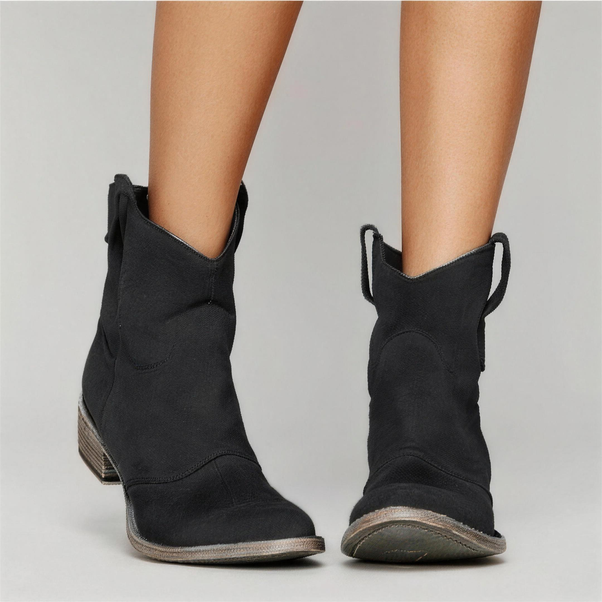 INEZ Western pull-on ankle boots in Black