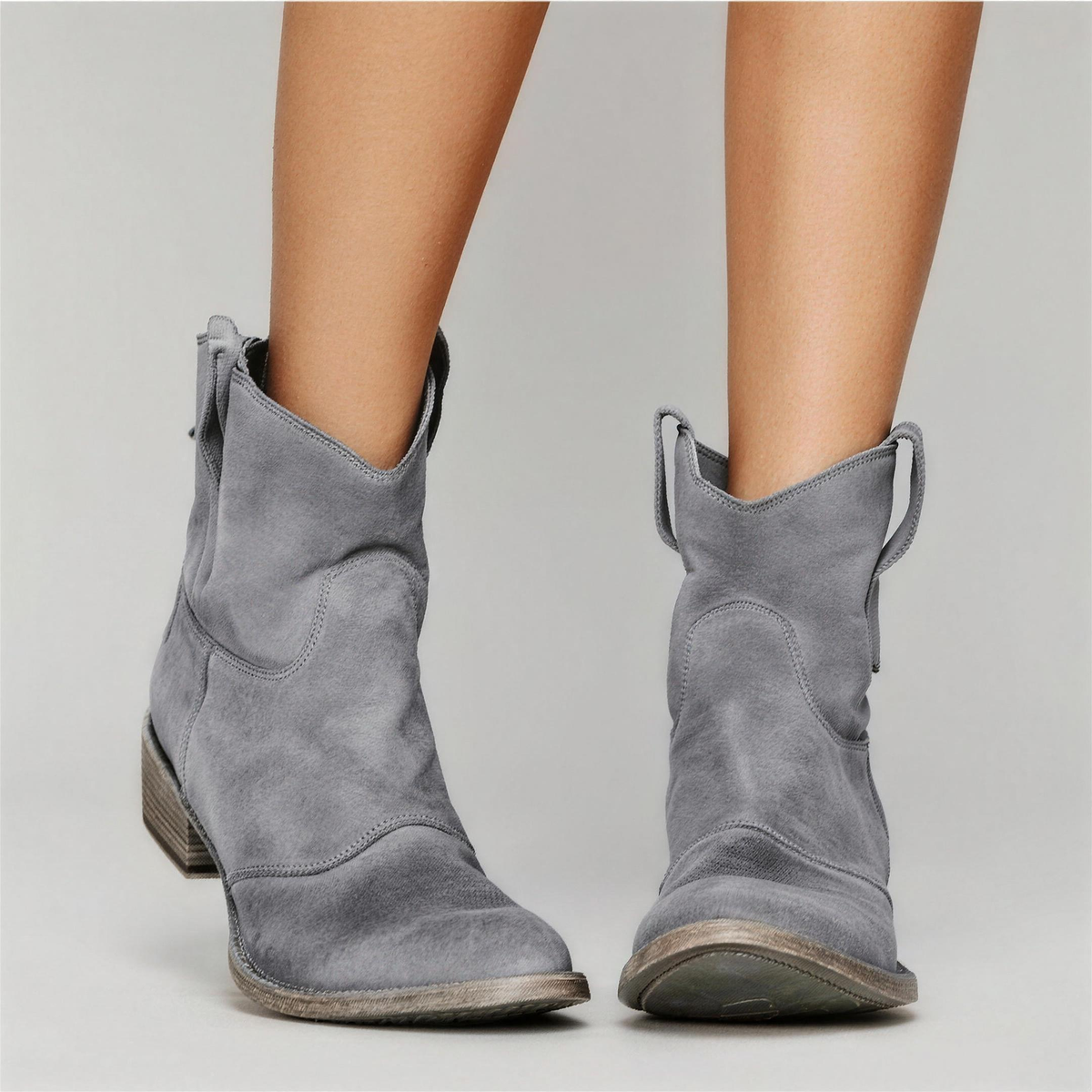 INEZ Western pull-on ankle boots in Gray