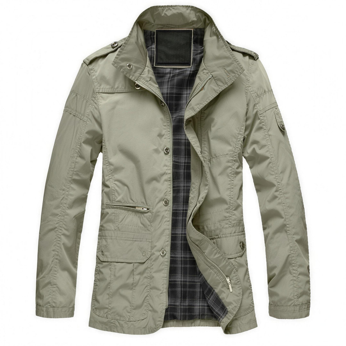 KIRK lightweight windbreaker with stand collar in khaki