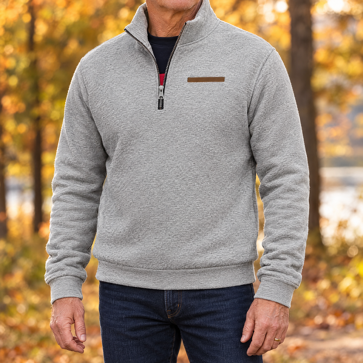 OTIS soft lined pullover in Gray worn by a man