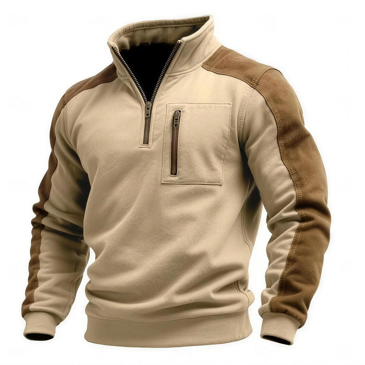 PERCY patchwork pullover in Khaki