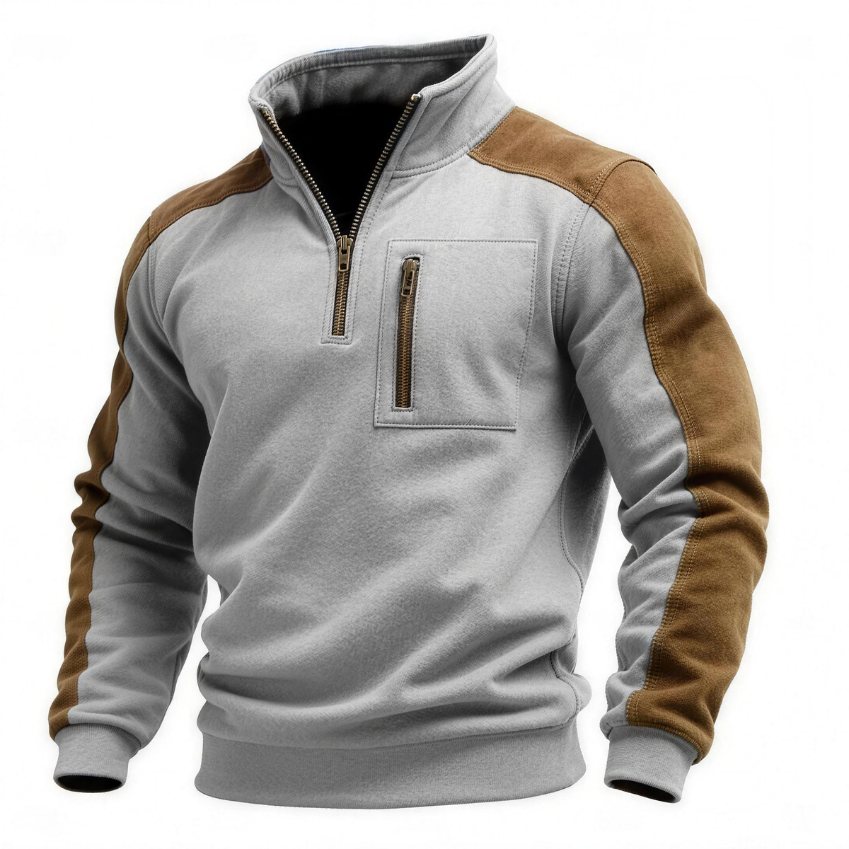 PERCY patchwork pullover in Light Gray