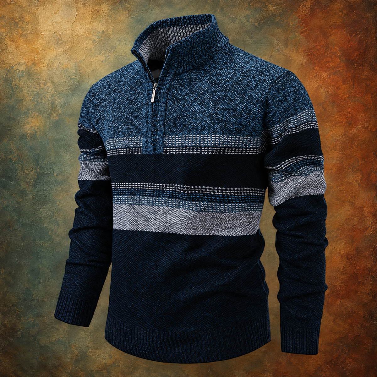 OWEN fleece-lined half-zip with a striped chest