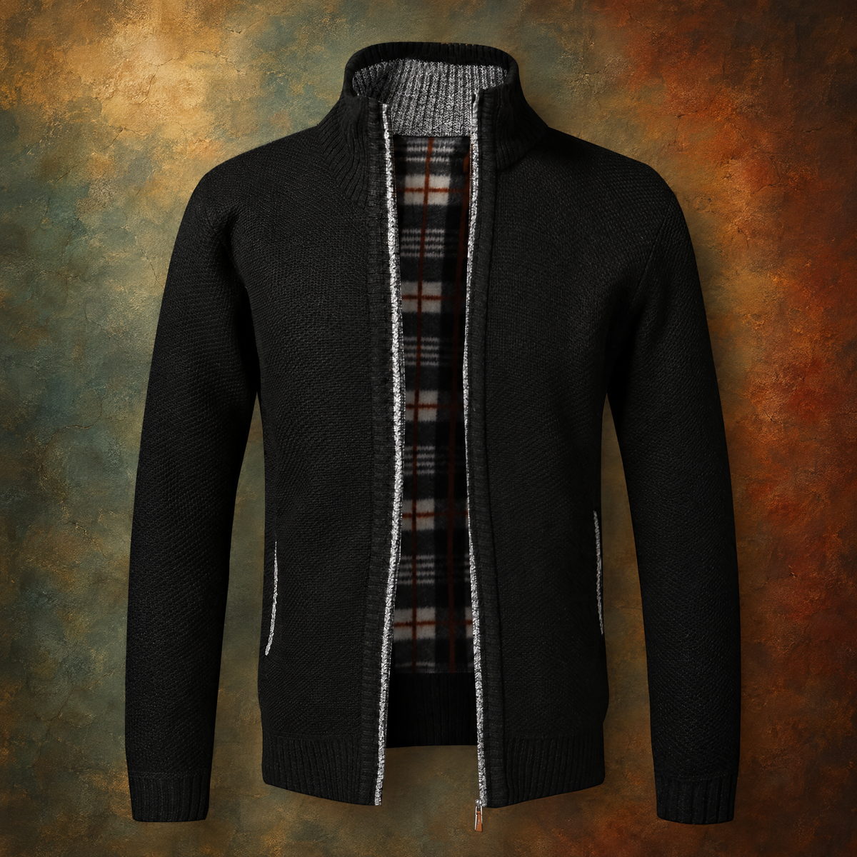 CONNOR full zip knit jacket with a warm lining