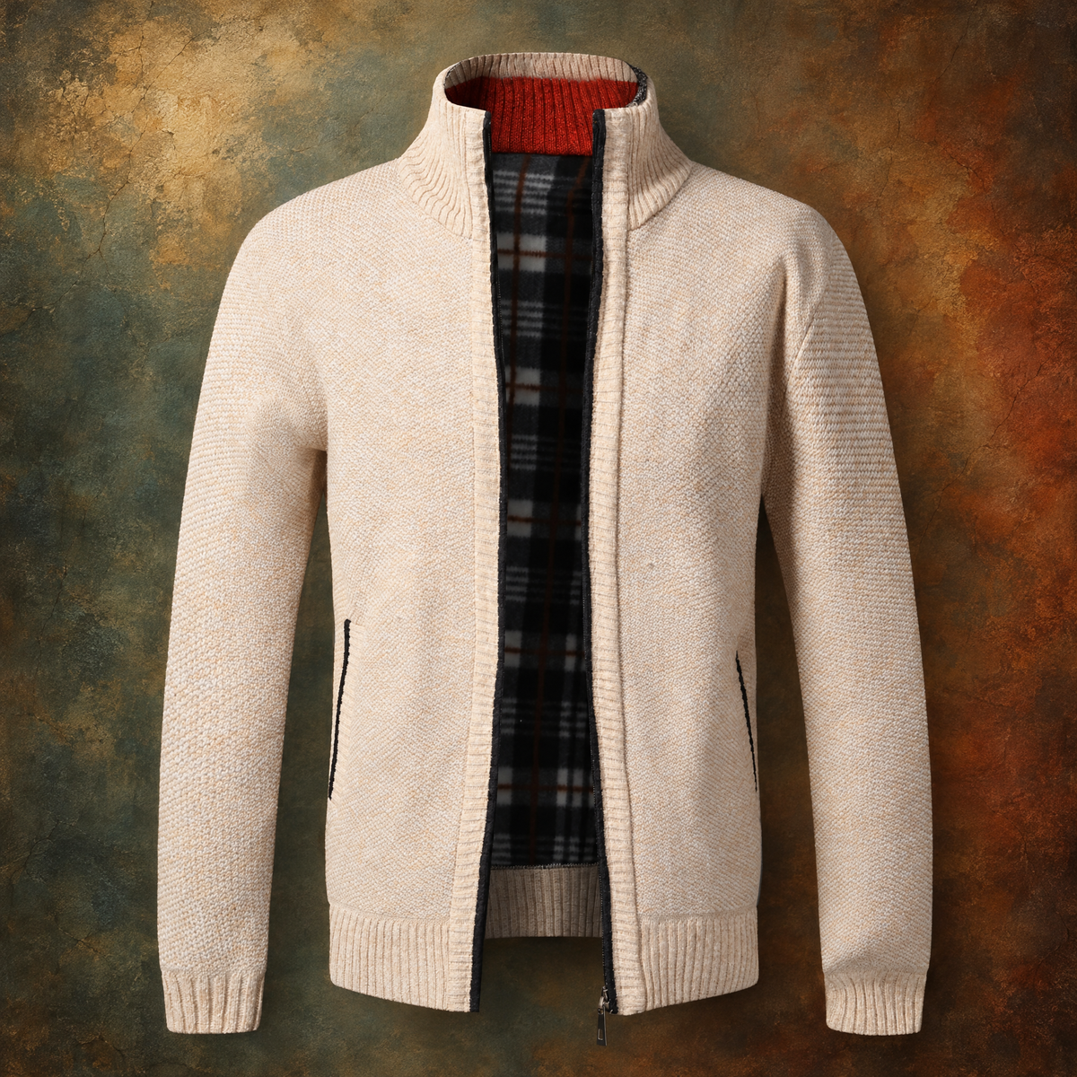CONNOR full zip knit jacket with a warm lining