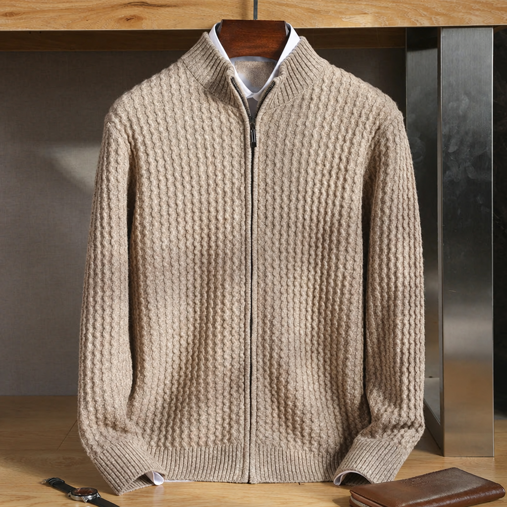 IRVING zip cardigan with a stand collar