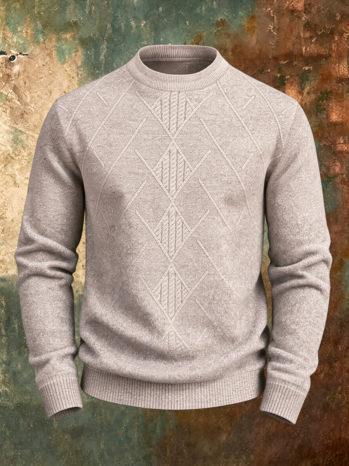NELSON crew neck knit sweater in Beige