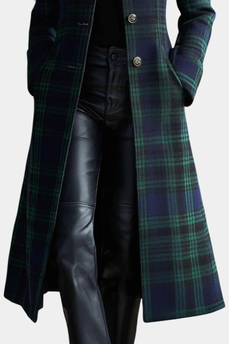 AUDREY | Mid-length plaid coat