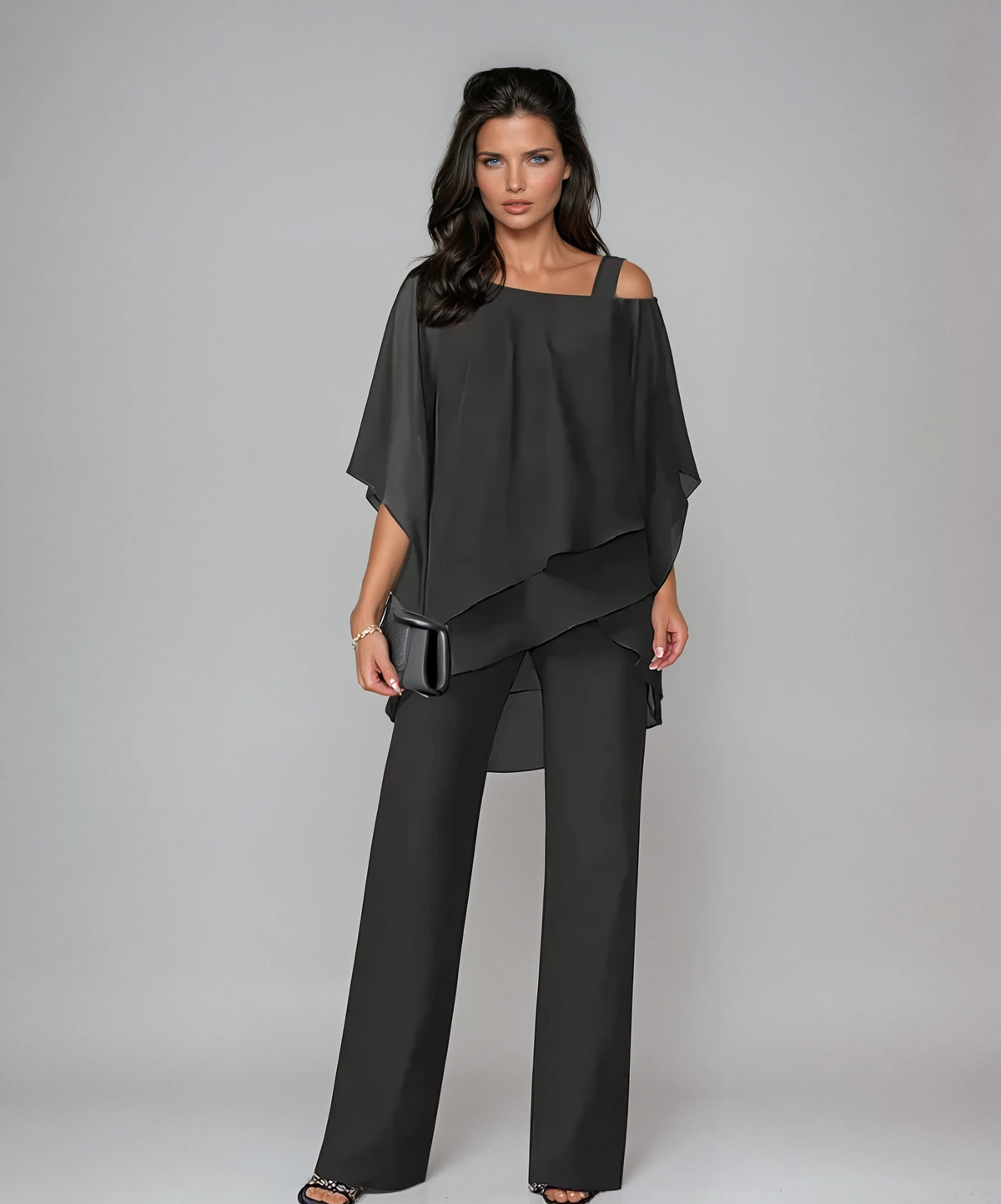 DONNA | Softly tiered top with wide-leg pants