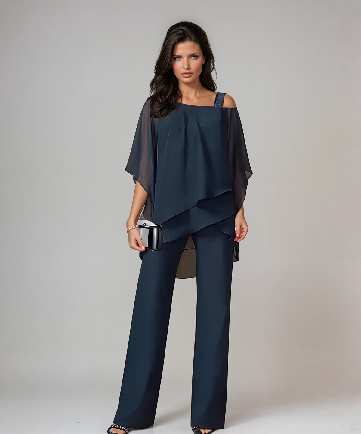 DONNA | Softly tiered top with wide-leg pants