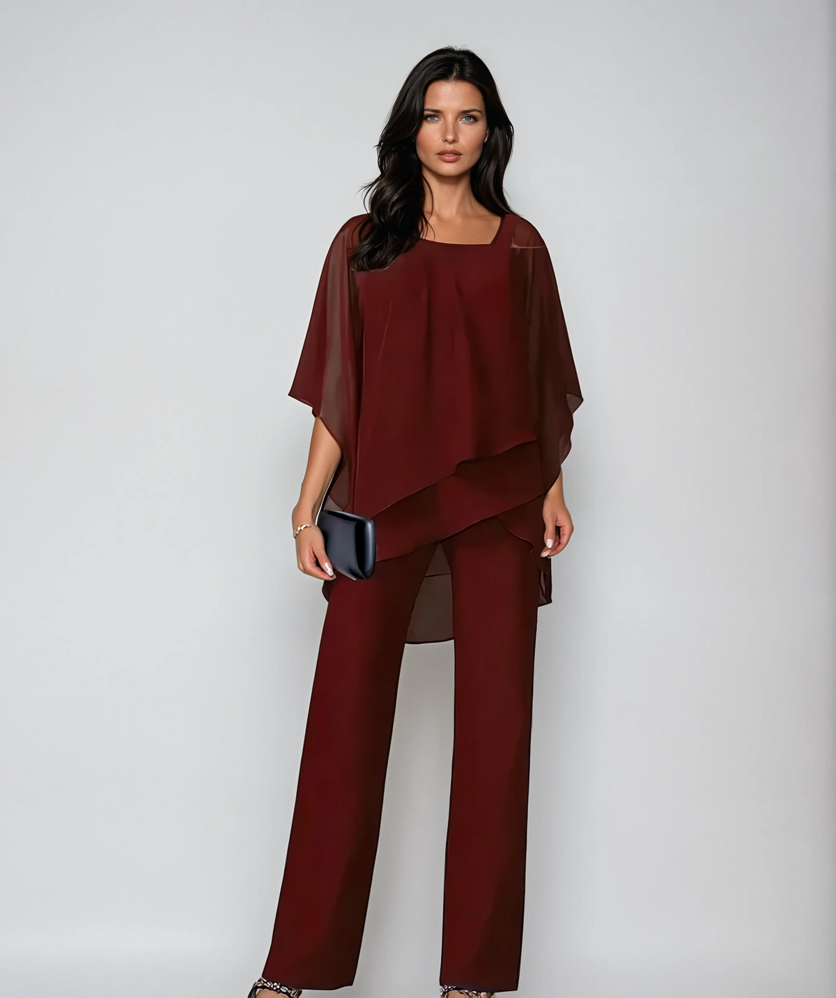 DONNA | Softly tiered top with wide-leg pants