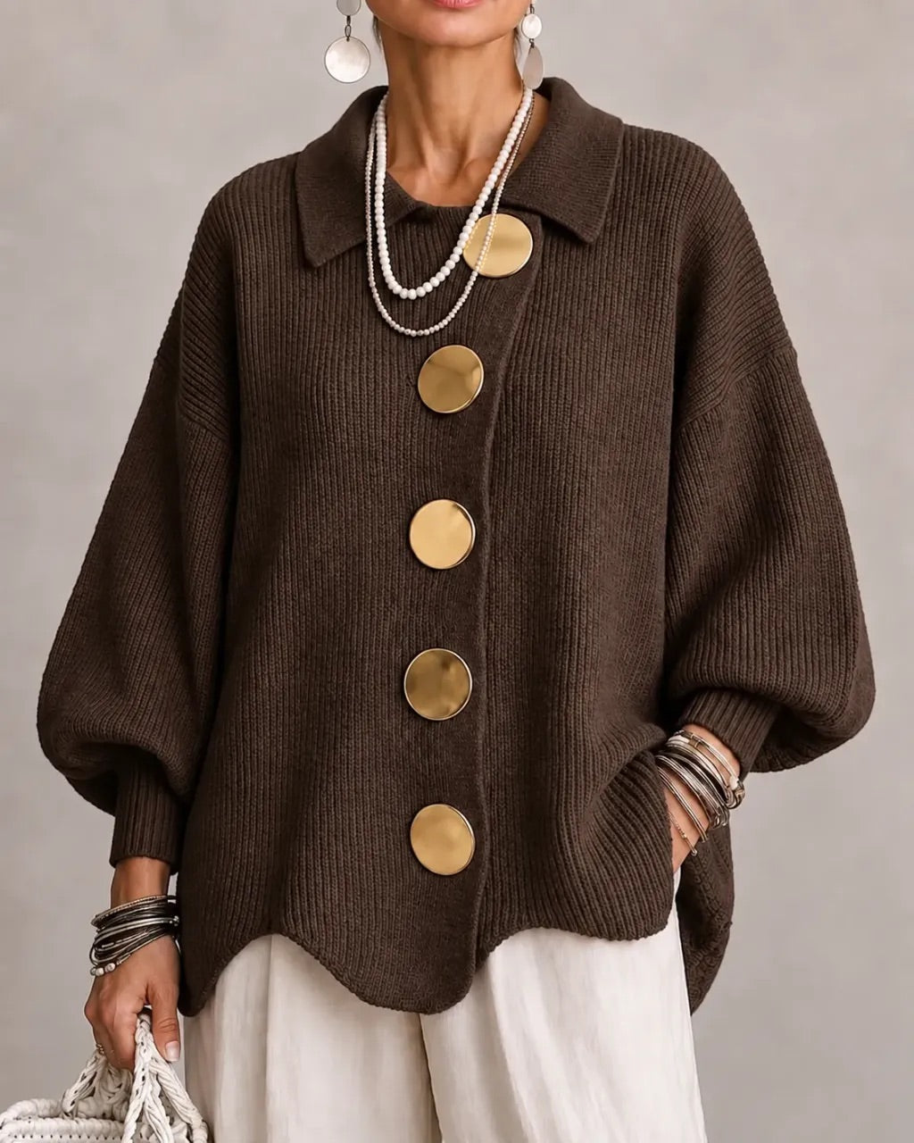 ADELAIDE | Oversized collared button cardigan