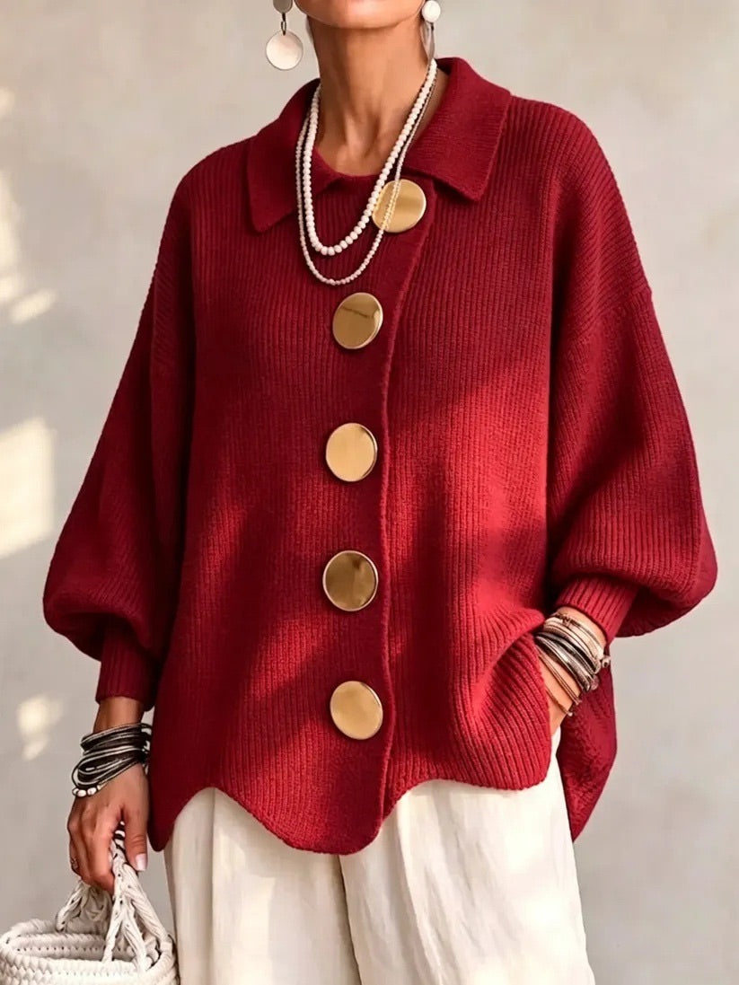 ADELAIDE | Oversized collared button cardigan