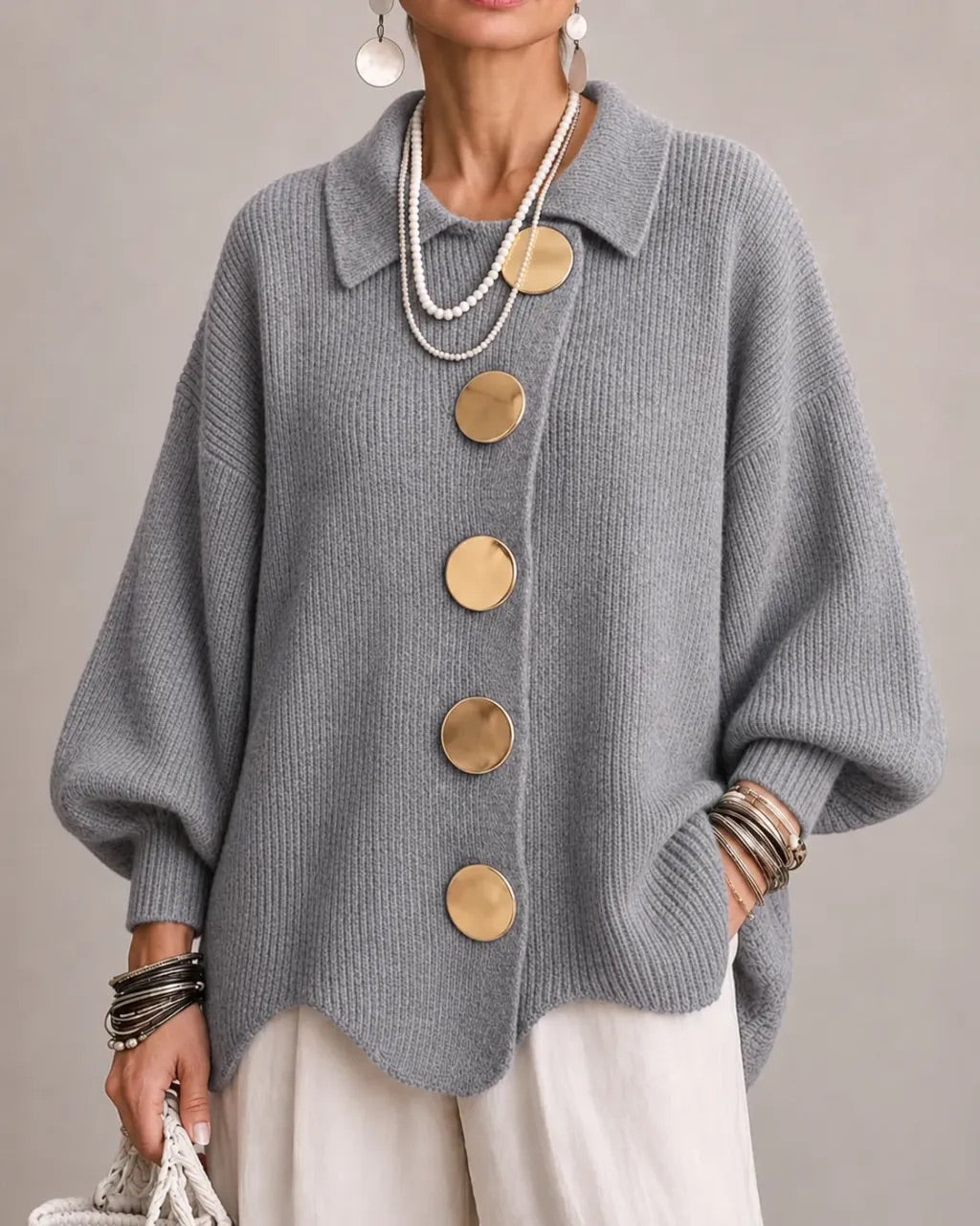 ADELAIDE | Oversized collared button cardigan